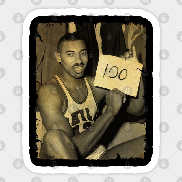 Wilt Chamberlain - Vintage Design Of Basketball Sticker by JULIAN AKBAR PROJECT